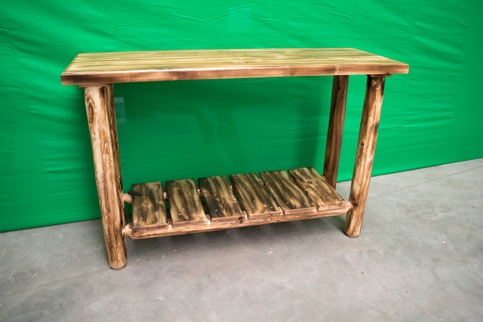 Northern Torched Cedar Log Sofa Table Amish Log Furniture